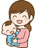 赤ちゃんをだっこして微笑む女性